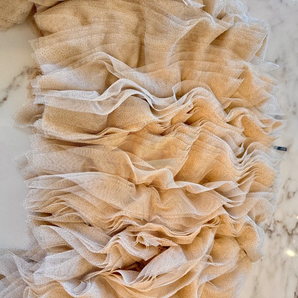 Anthropologie Lamarque Britney Ruffle Tulle Jacket Bolero Shrug Champagne Gold - Picture 12 of 16